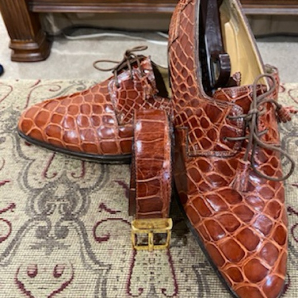 Men's Brown Crocodile Pattern Dress Shoes